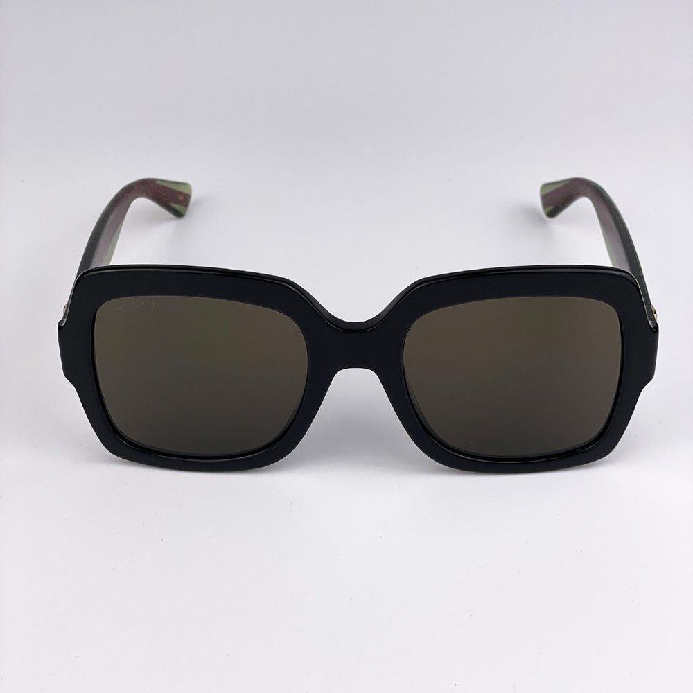GUCCI WEB GG0036SN 002 Sunglasses Black Green Red Square Women - Picture 3 of 10